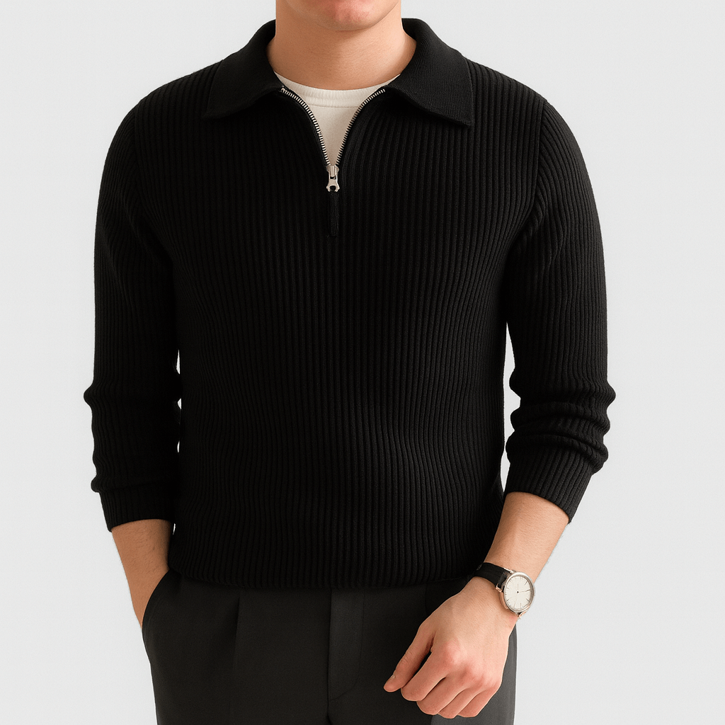 Ariston | Knitted Half-Zip Polo Sweater