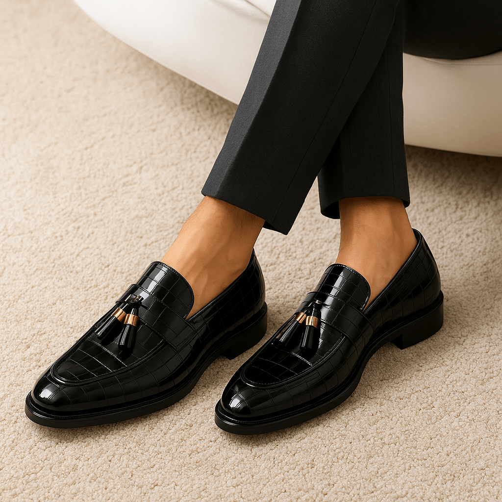 Ariston | Embossed Tassel Loafers