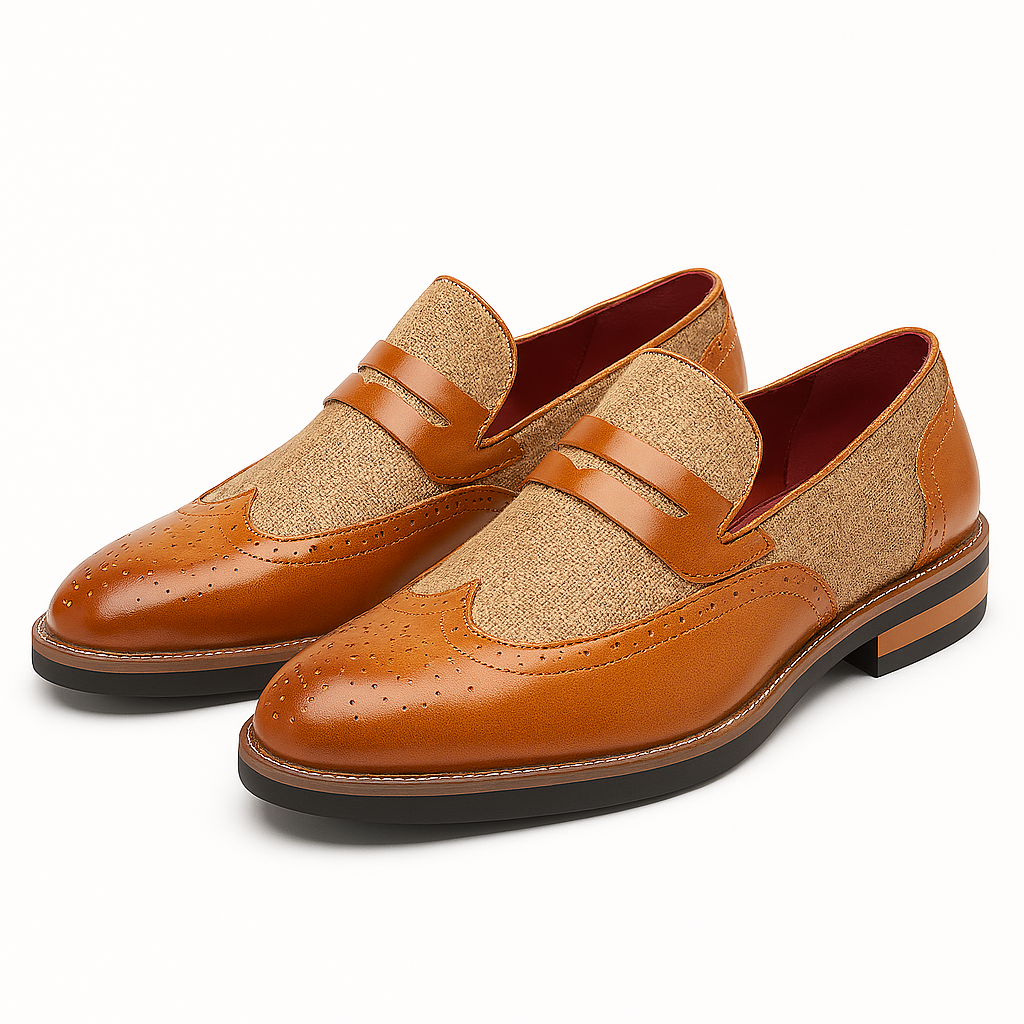 Ariston | Leather Canvas Slip-On Loafers
