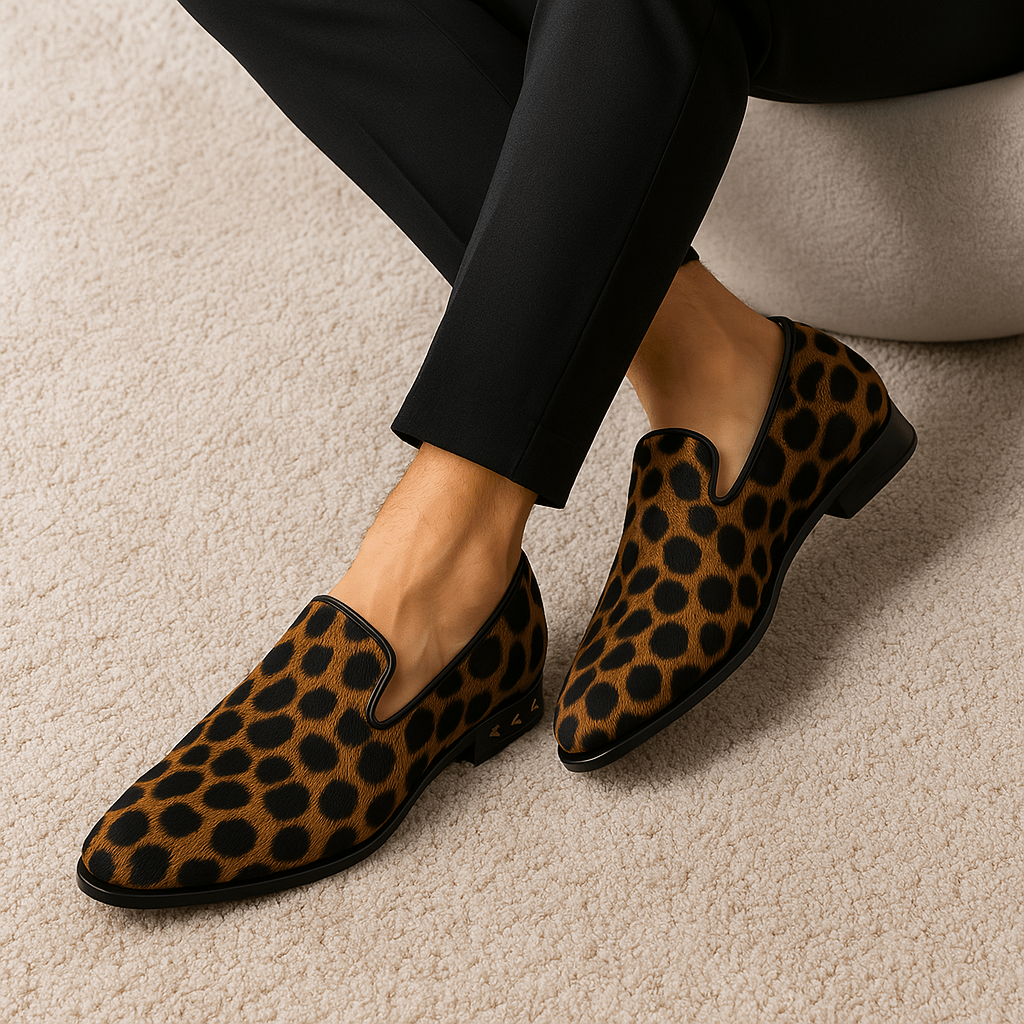 Ariston | Leopard Suede Studded Loafers