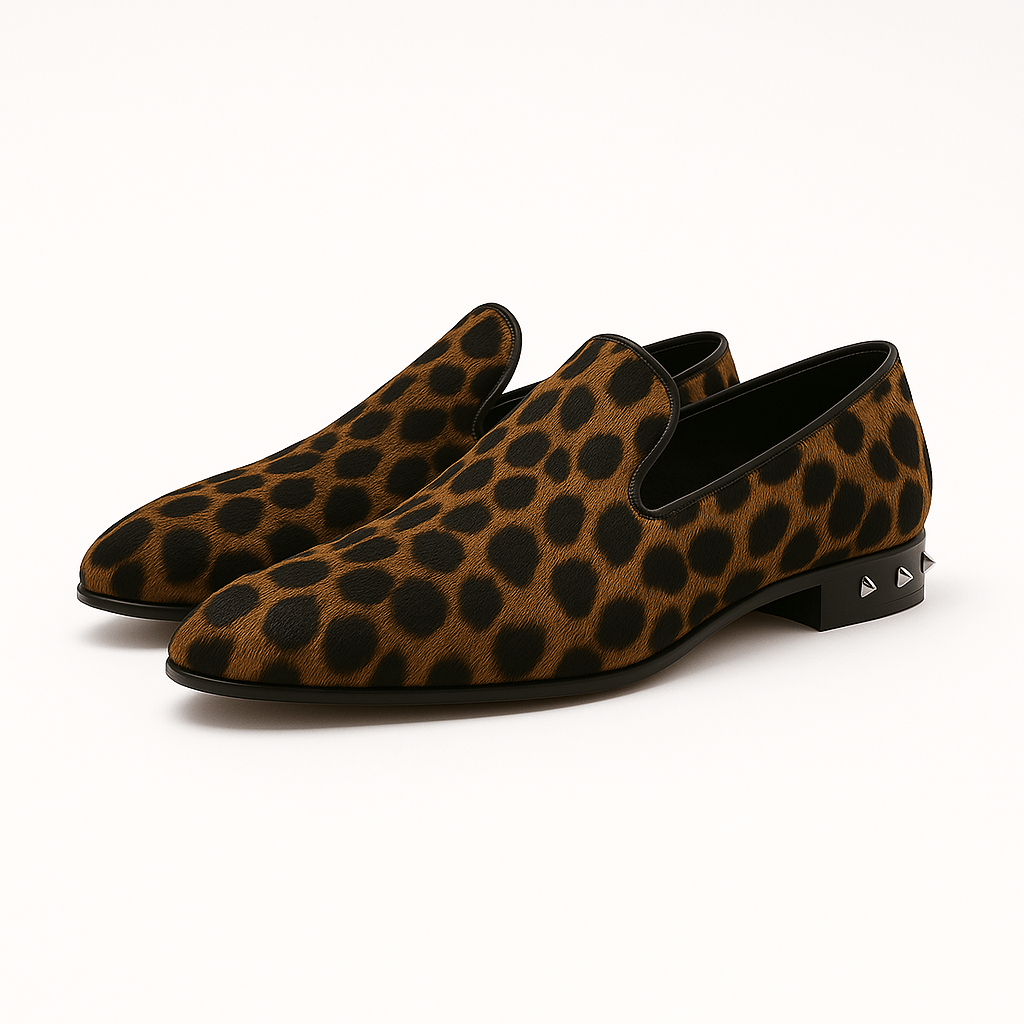 Ariston | Leopard Suede Studded Loafers