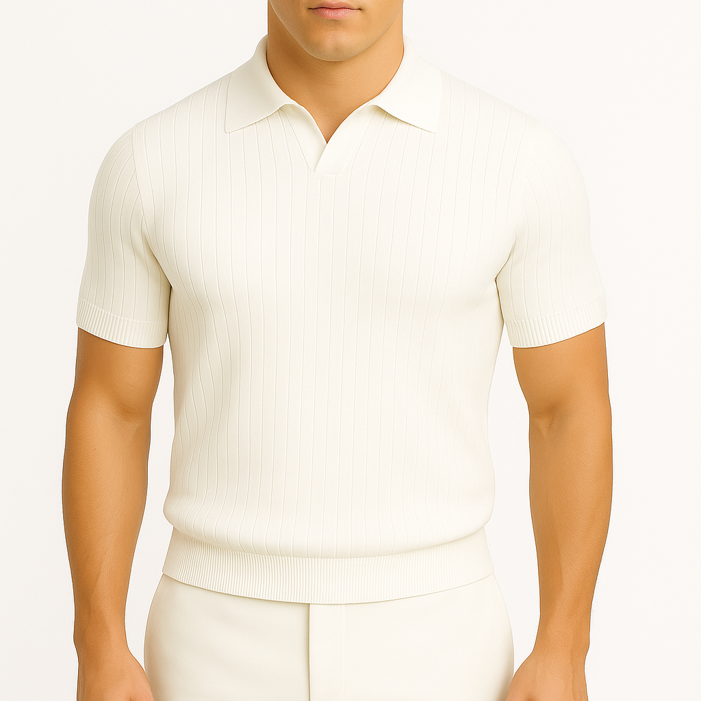 Ariston | Ribbed Cotton Polo Shirt