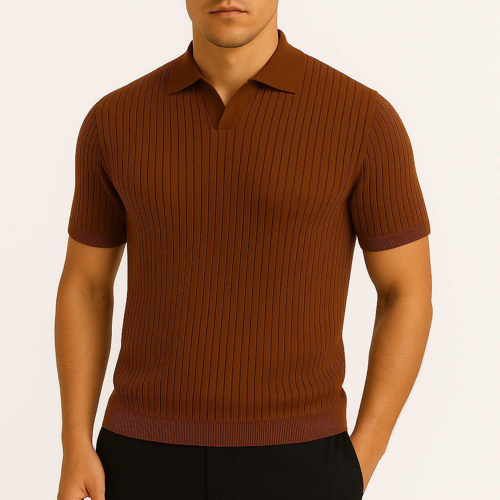 Ariston | Ribbed Cotton Polo Shirt