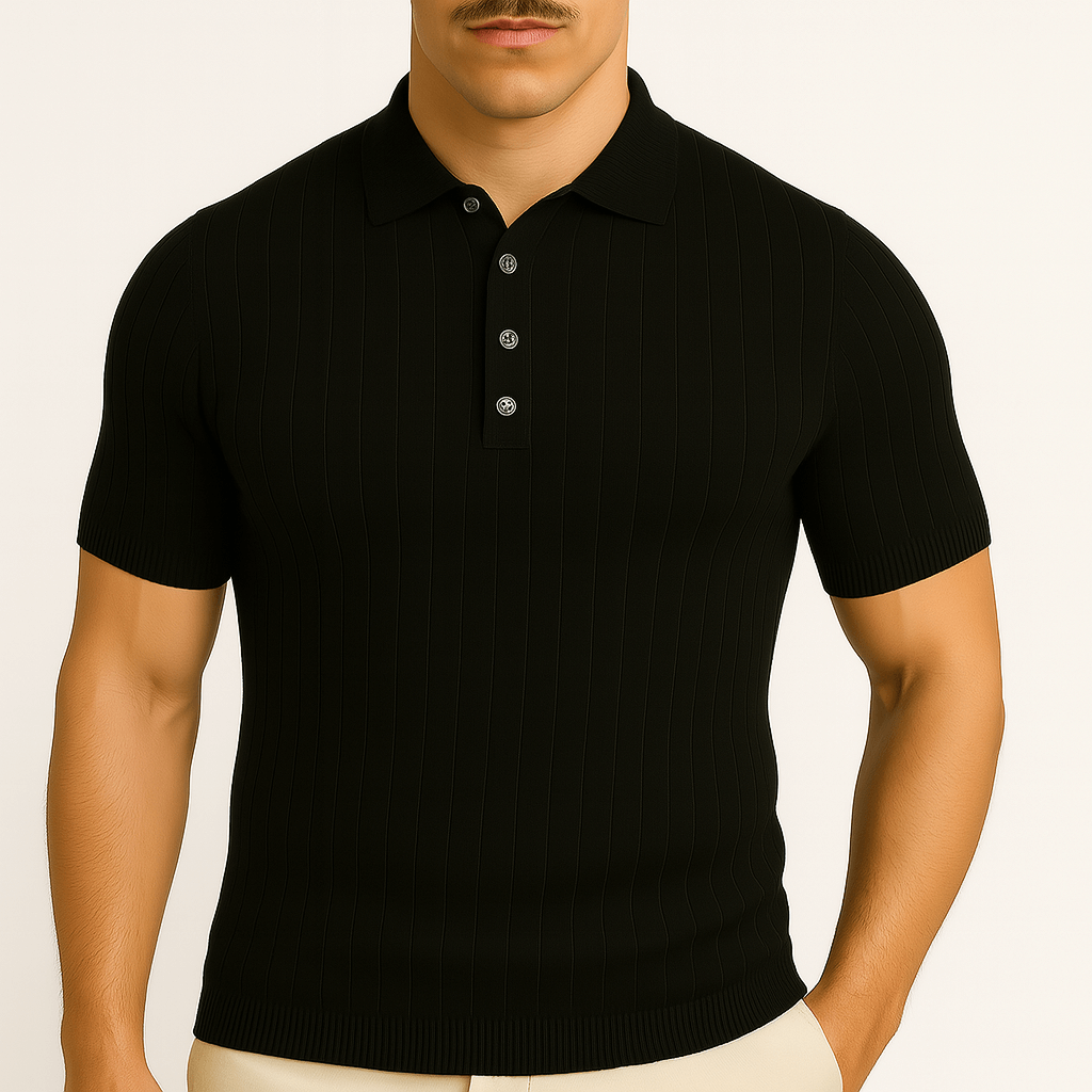 Ariston | Ribbed Cotton Polo Shirt