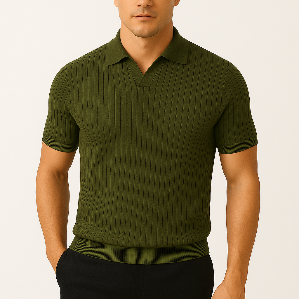 Ariston | Ribbed Cotton Polo Shirt