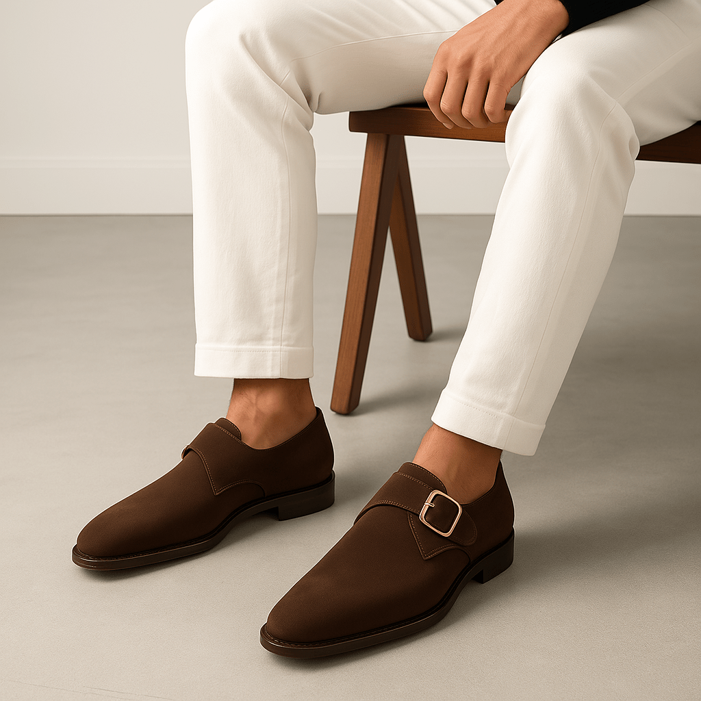 Ariston | Suede Monk Strap Shoes