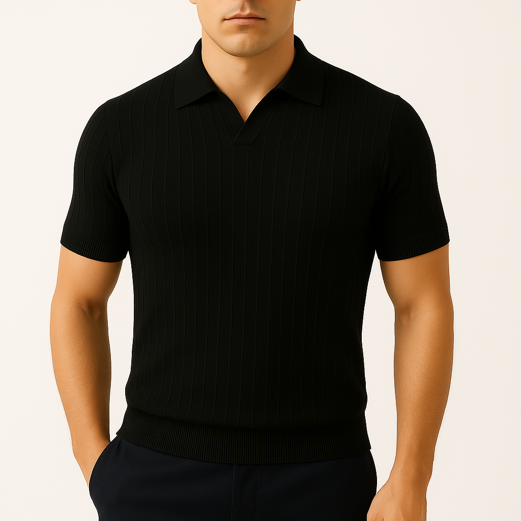 Ariston | Textured Knit Polo Shirt