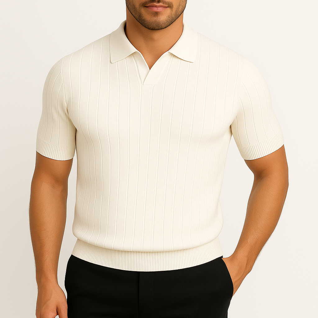 Ariston | Textured Knit Polo Shirt