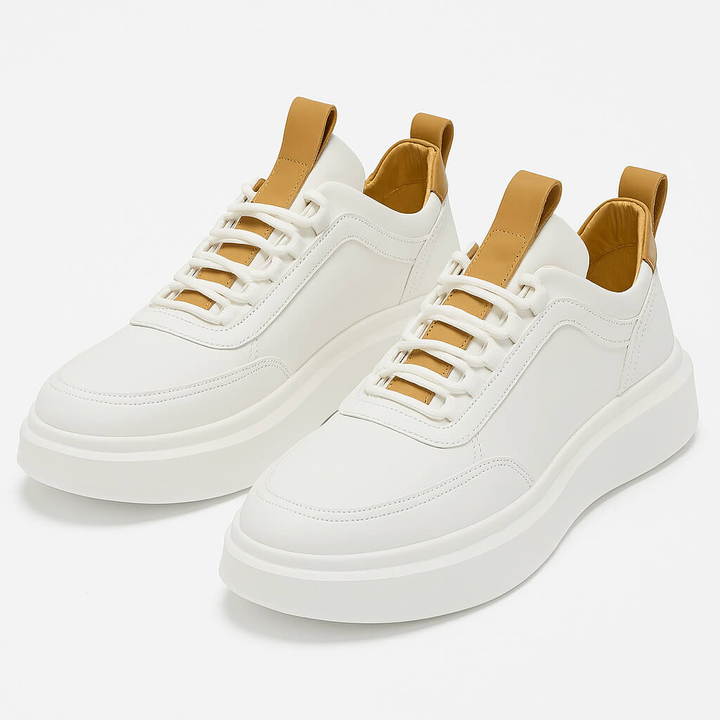 Ariston  | White Leather Platform Sneakers