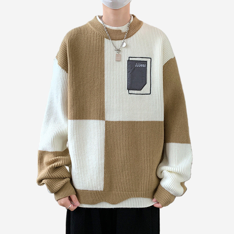 Ariston | Checkerboard Knit Sweatshirt