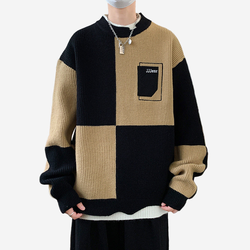 Ariston | Checkerboard Knit Sweatshirt