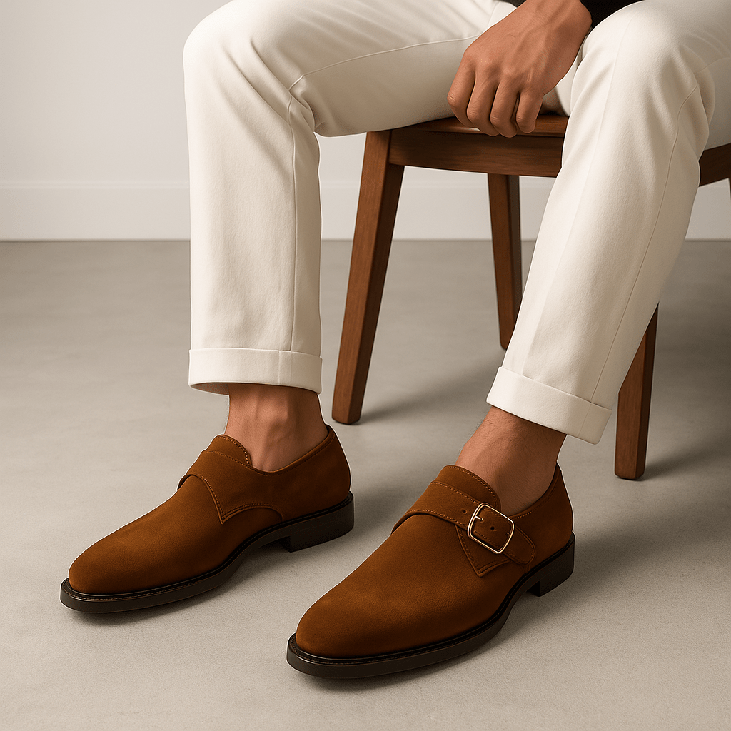 Ariston | Suede Monk Strap Shoes
