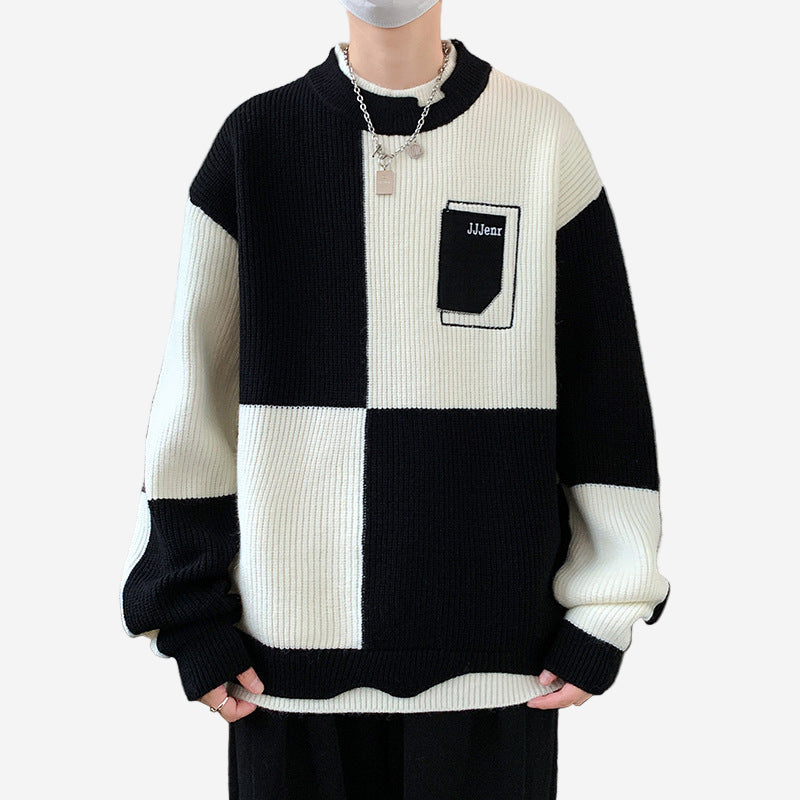 Ariston | Checkerboard Knit Sweatshirt