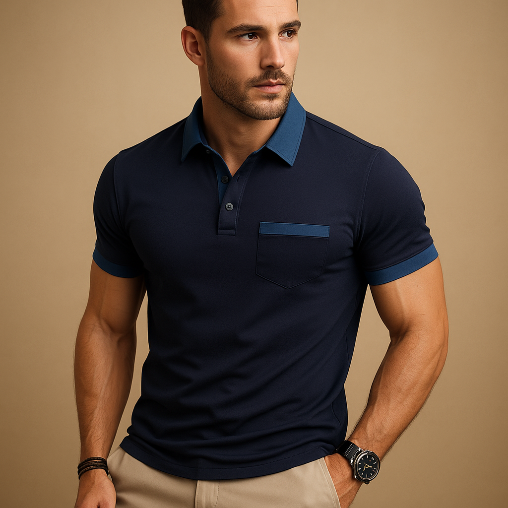 Men’s classic polo shirt with short sleeves, collar, and button closure. Available in multiple colors, perfect for casual and semi-formal outfits.