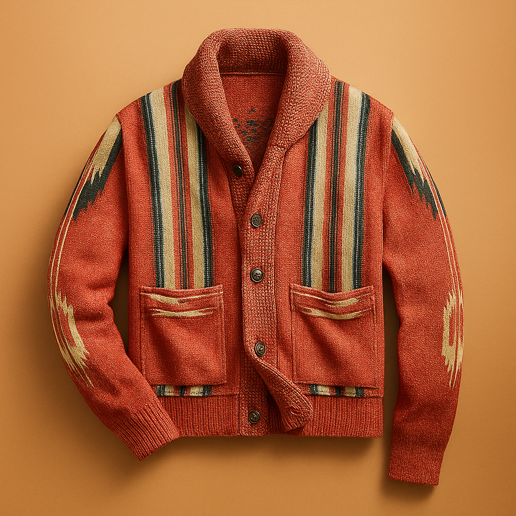 Men’s Vintage Jacquard Lapel Cardigan
