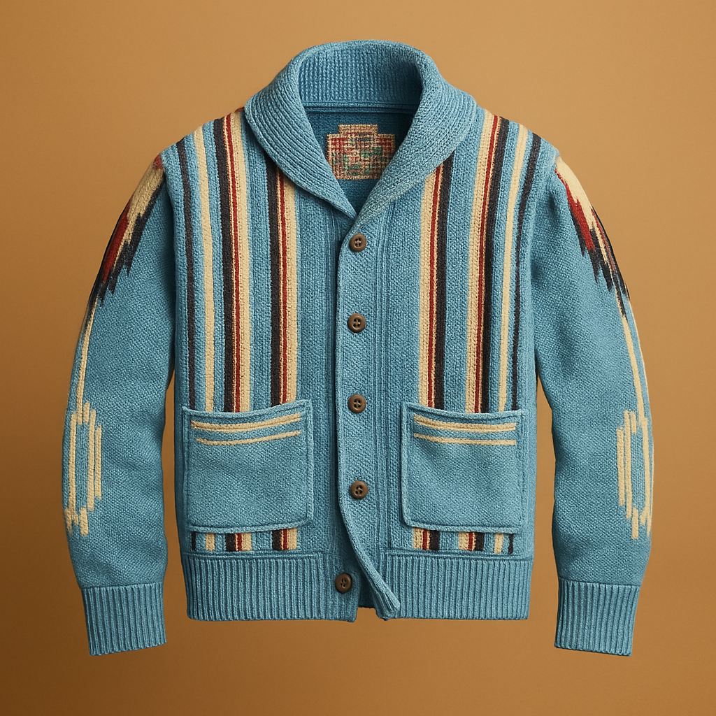 Men’s Vintage Jacquard Lapel Cardigan