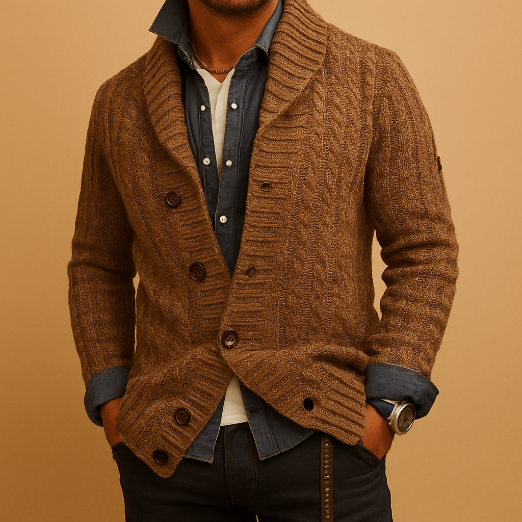 Men’s Vintage Lapel Knit Jacket