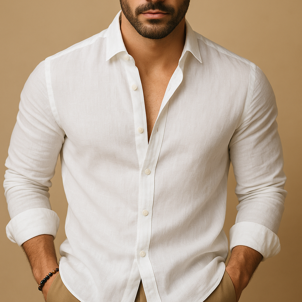 Men’s lightweight casual shirt with breathable fabric and relaxed modern fit, available in multiple colors, perfect for summer workdays or casual outings.