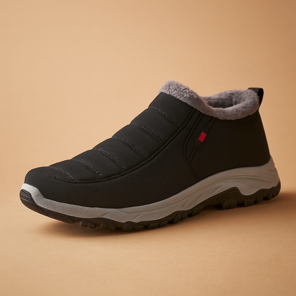 Warme winterschoenen voor heren met pluche voering, slip-on sluiting en antislipzool – perfect voor koude winterdagen en dagelijks gebruik.